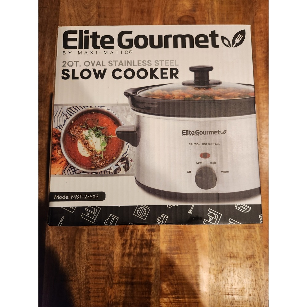 Elite Gourmet 2Qt Oval Stainless Steel Slow Cooker New